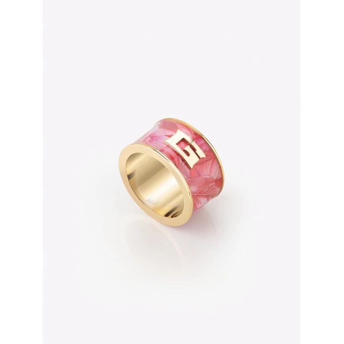 Guess Women's Gold-Plated Stainless Steel Ring (Model JUBR0211JWY) - Size 52, Pink