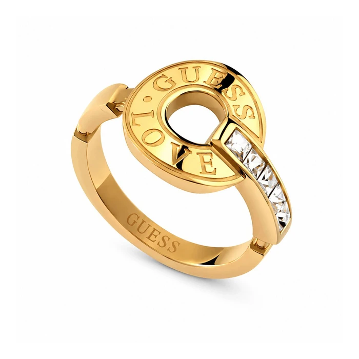 Guess Women's Gold-Tone Stainless Steel Ring JUBR04049JWYG (Size 52)