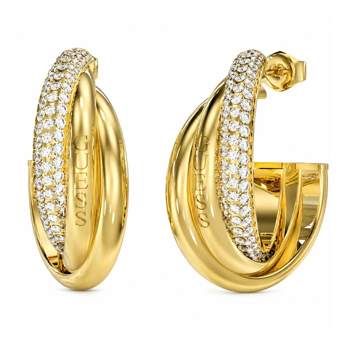 Guess Gold-Tone Stainless Steel Earrings 3CM (JUBE04064JWYG)