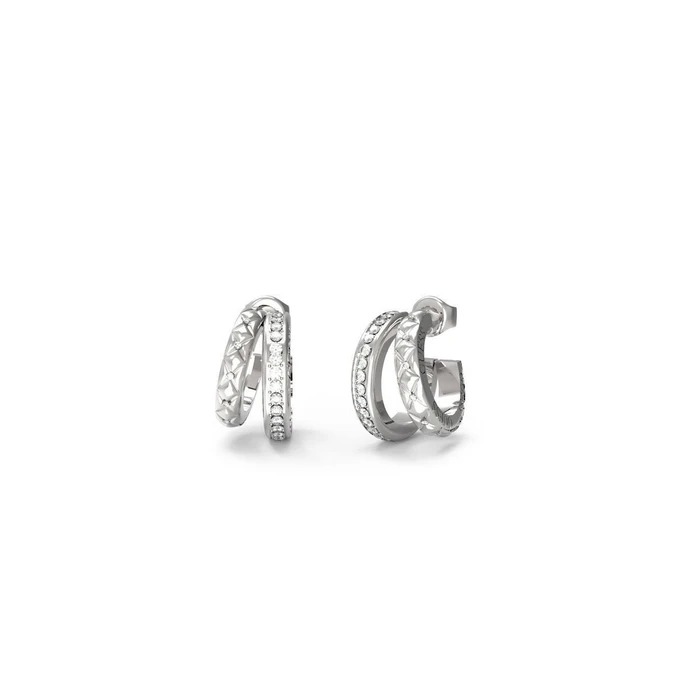Guess Hoop Earrings 2.5 cm Stainless Steel with Stones JUBE04587JWRHT/U