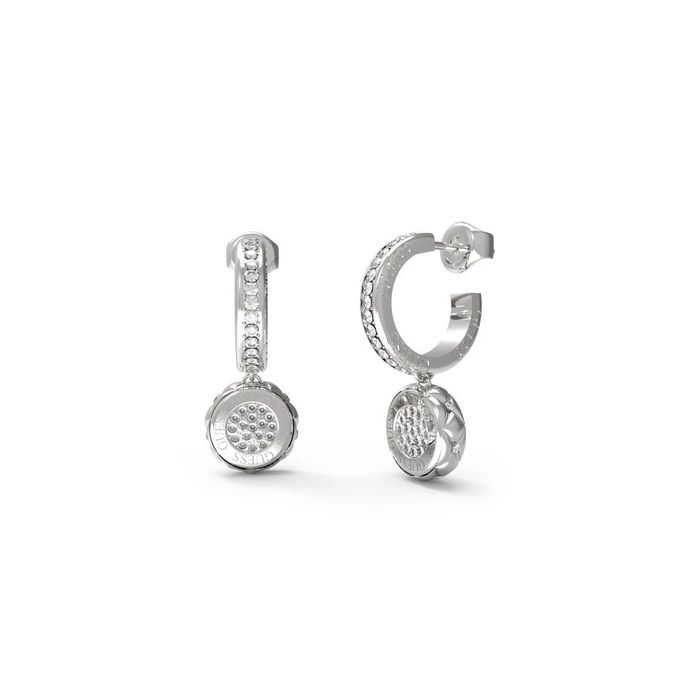 Guess Stainless Steel Hoop Earrings with Stones JUBE04596JWRHT/U
