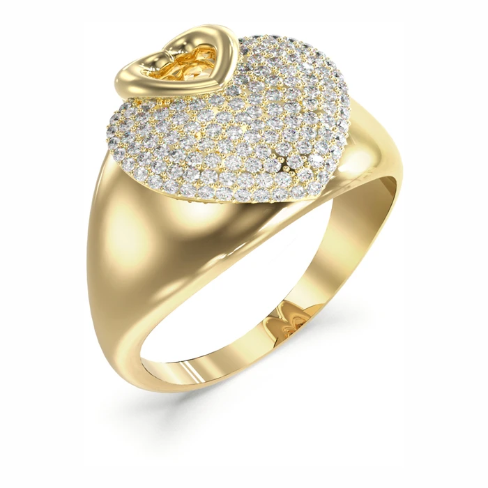Guess Women's Ring Gold-Plated Stainless Steel (Size 54, Model JUBR05215JWY)