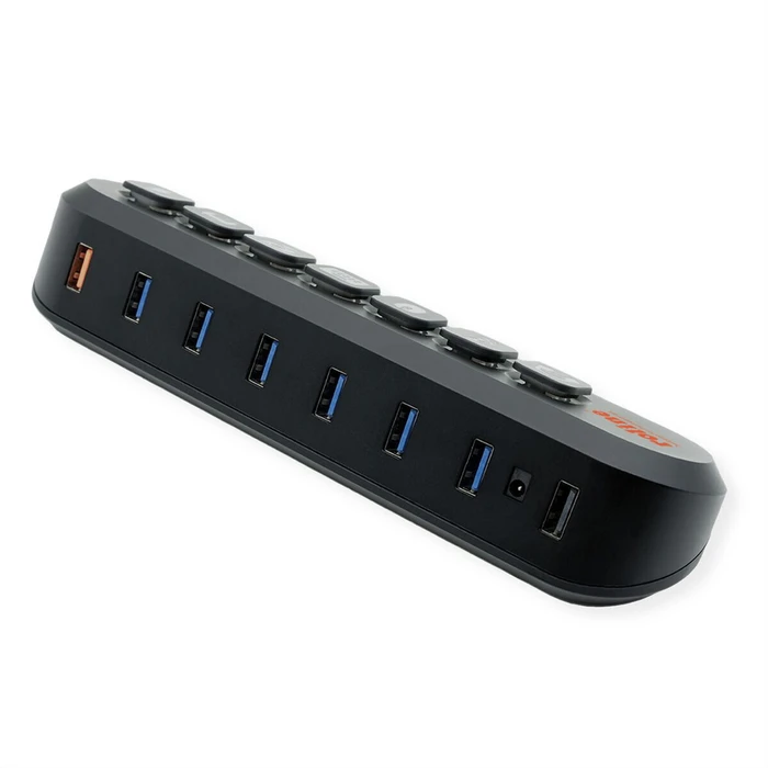 Roline USB 3.2 Gen1-A HUB, 7 θύρες USB-A, καλώδιο Type-A (Μοντέλο 14.02.5063)