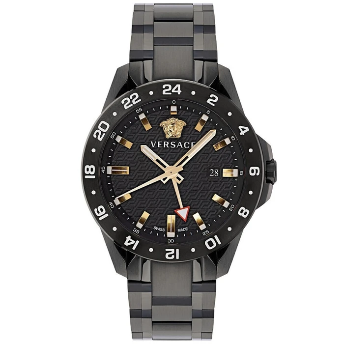 Versace Sport Tech GMT Ανδρικό Ρολόι Μπαταρίας με Μαύρο Μεταλλικό Μπρασελέ VE2W00622