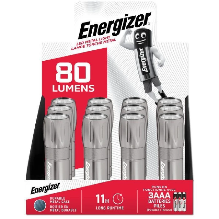 Energizer Flashlight Metal Light 3AAA 80 Lumens