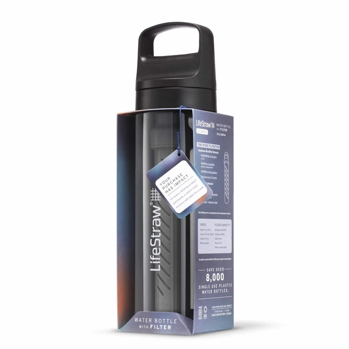 LifeStraw Plastic Water Bottle with Filter 650ml Black