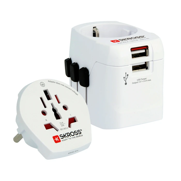 SKROSS PRO Light USB 2xA - World Travel Adapter