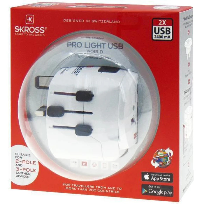 SKROSS PRO Light USB 2xA - World Travel Adapter