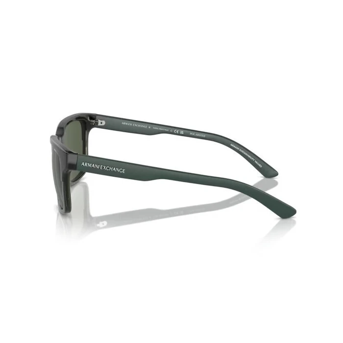 Armani Exchange Unisex Sunglasses AX4026S-83419A — Shiny Transparent Green Injected Frame, Green Polarized Lenses, 56/17/140 mm