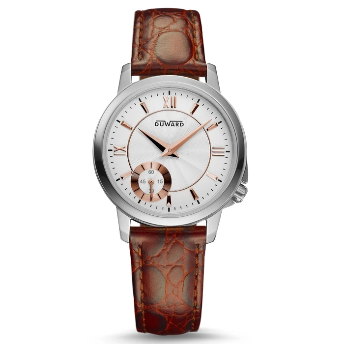 Duward Women's 32mm Quartz Battery Watch with Brown Leather Strap D16006.16