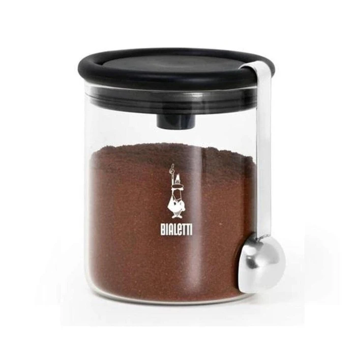 Bialetti Coffee Aroma Container Glass - for 250g Coffee - Airtight Lid with Stand - incl. Spoon