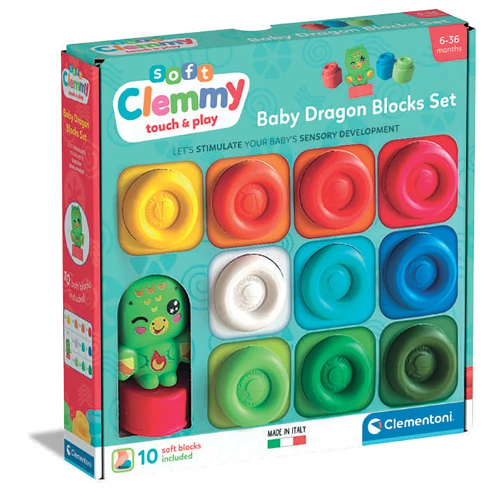 Clementoni Baby - Soft Clemmy Touch & Play Σετ Μαγικά Ουράνια Τουβλάκια 9τμχ
