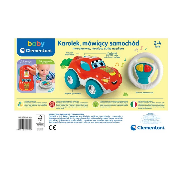 Baby Clementoni Τηλεκατευθυνόμενο Αυτοκινητάκι με Μουσική και Ήχους για 24+ μηνών - 50803