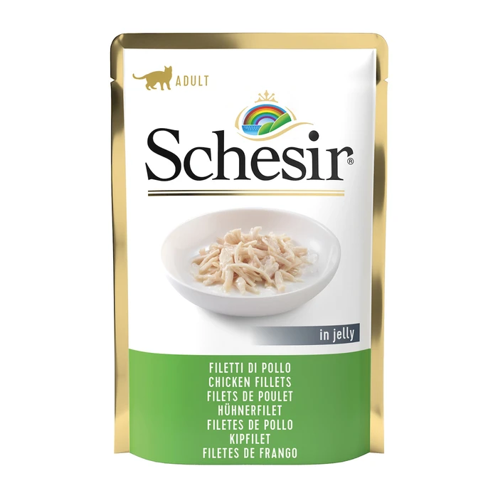 Schesir In Jelly Wet Food for Junior Cats Sachet with Chicken, Gluten-Free, 85 g