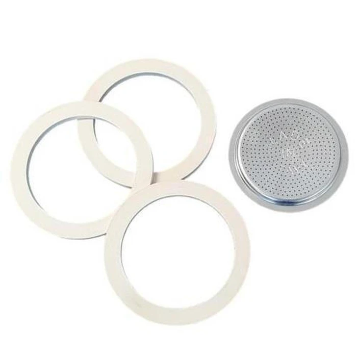 Bialetti Ricambi 3 Ersatz-Dichtungen +1 Filter 2 Tassen