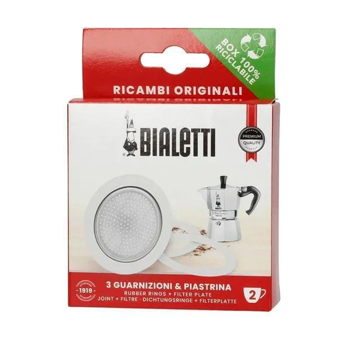 Bialetti Ricambi 3 Ersatz-Dichtungen +1 Filter 2 Tassen