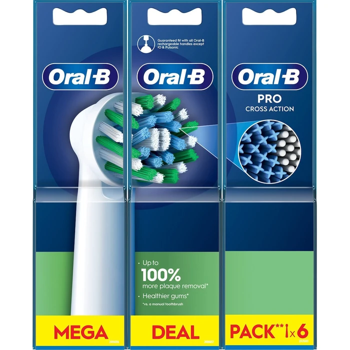ORAL-B Ανταλλακτικές Κεφαλές Οδοντόβουρτσας CrossAction 6 τεμάχια Λευκό