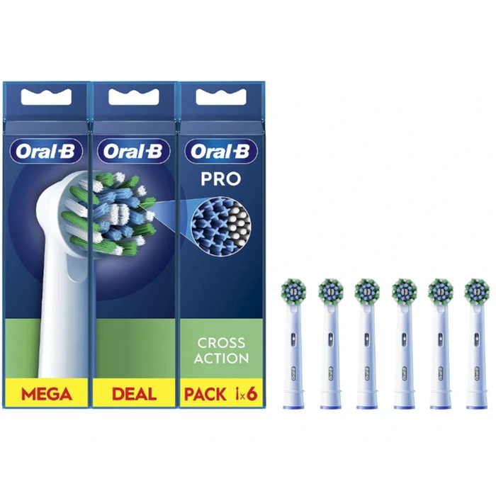ORAL-B Ανταλλακτικές Κεφαλές Οδοντόβουρτσας CrossAction 6 τεμάχια Λευκό