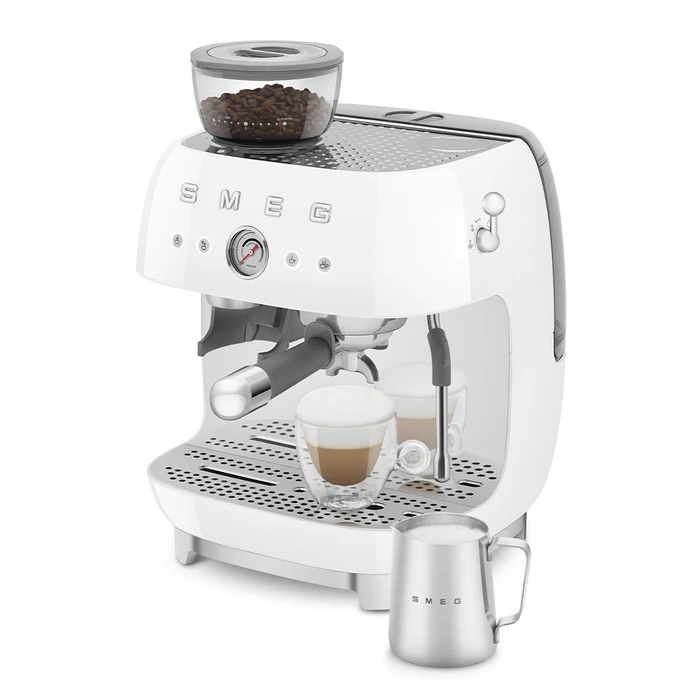 SMEG Espresso Machine 50's Style with Integrated Grinder White EGF03WHEU