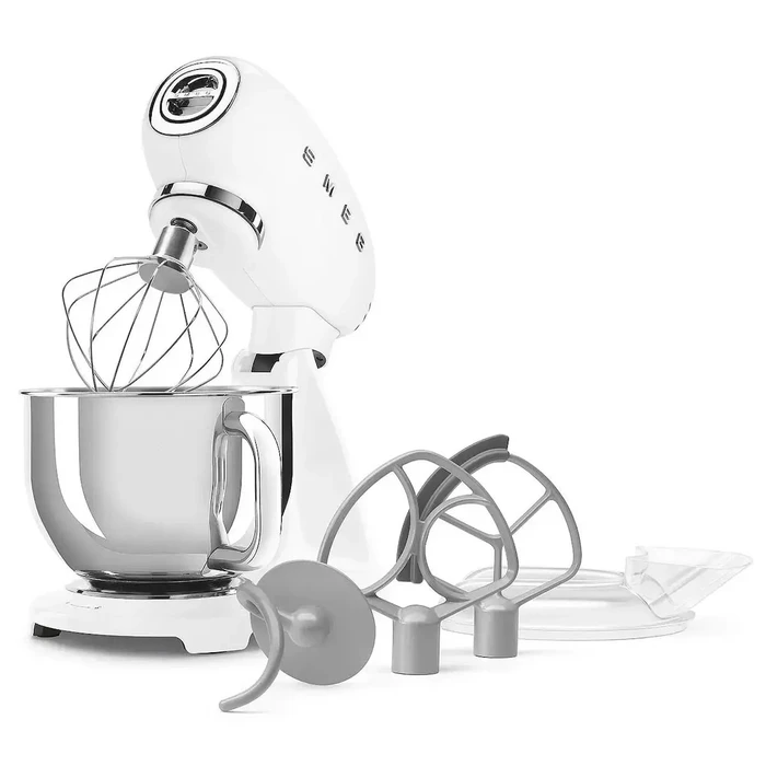 Smeg 50's Style Κουζινομηχανή 1000W με Ανοξείδωτο Κάδο 4.8lt Λευκή (SMF05WHEU)