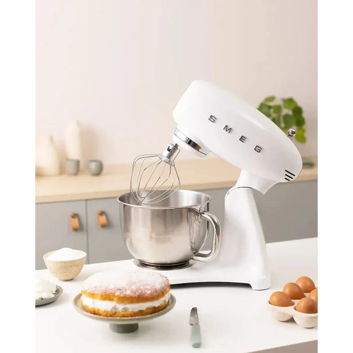 Smeg 50's Style Κουζινομηχανή 1000W με Ανοξείδωτο Κάδο 4.8lt Λευκή (SMF05WHEU)