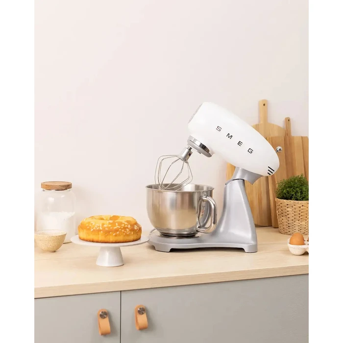 Smeg 50's Style Κουζινομηχανή 800W με Ανοξείδωτο Κάδο 4.8lt Λευκή (SMF04WHEU)