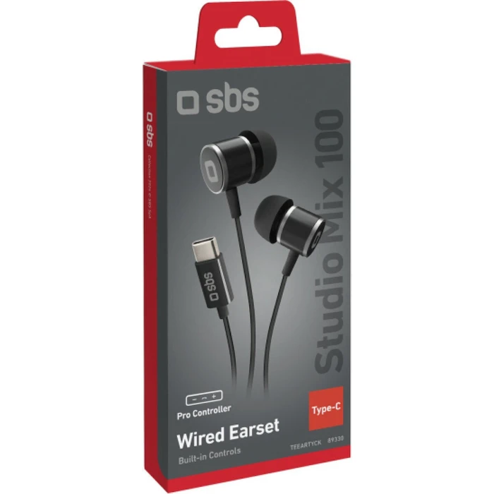 SBS Studio Mix 100C Wired USB‑C In‑ear Headphones Earbuds Black