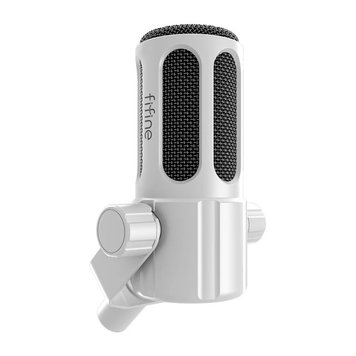 Fifine Tank1 Dynamic XLR Shock-Mounted Vocal Microphone - White