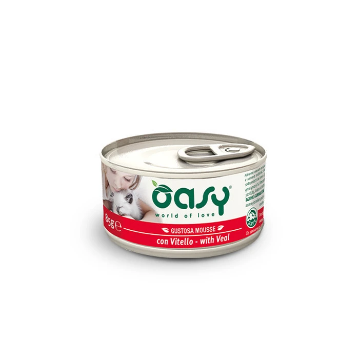 Oasy Gustosa Mousse Wet Food for Adult Cats Can Veal Grain-Free 85 g