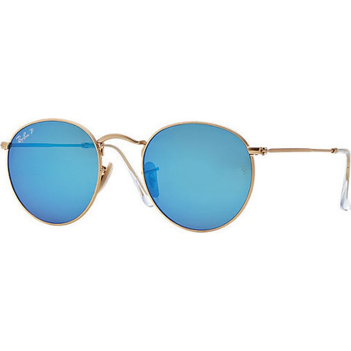 Ray Ban Round Metal Unisex Γυαλιά Ηλίου RB3447 112/4L - Χρυσός Μεταλλικός Σκελετός, Μπλε Polarized Καθρέφτης