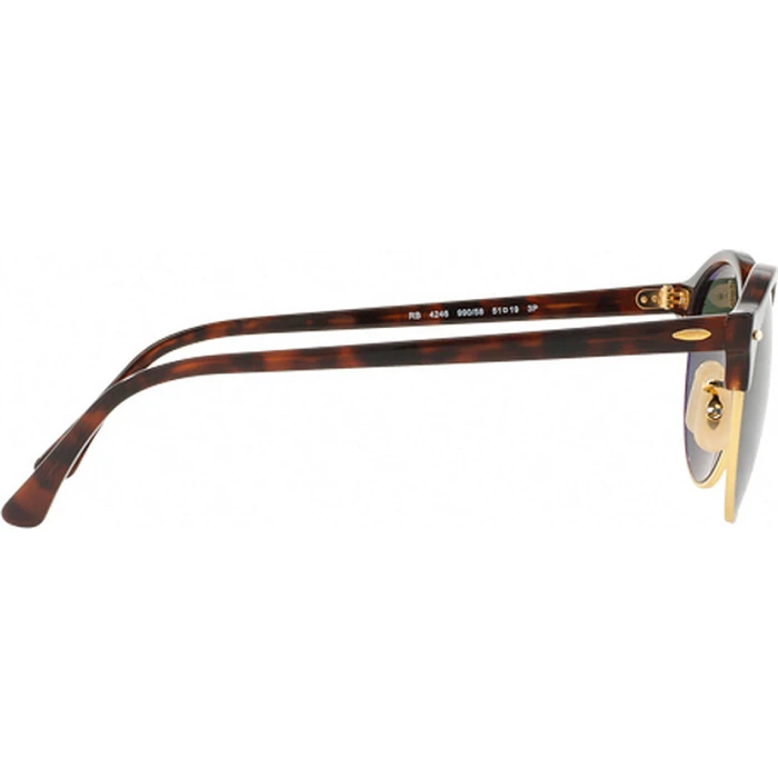 Ray‑Ban Clubround Unisex Γυαλιά Ηλίου RB4246 990/58 – Καφέ ταρταρούγα σκελετός, Πράσινος polarized φακός, Μέγεθος 51/19/145
