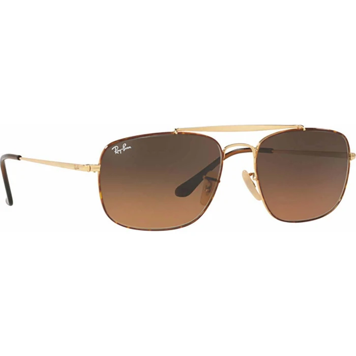 Ray Ban Colonel Men's Sunglasses Brown Tortoiseshell Metal Frame with Brown Gradient Lenses RB3560 910443