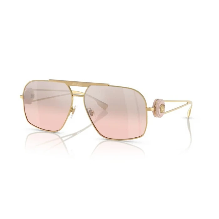 Versace Unisex Γυαλιά Ηλίου με Χρυσό Μεταλλικό Σκελετό και Ροζ Ντεγκραντέ Καθρέφτη Φακό VE2269 10027E