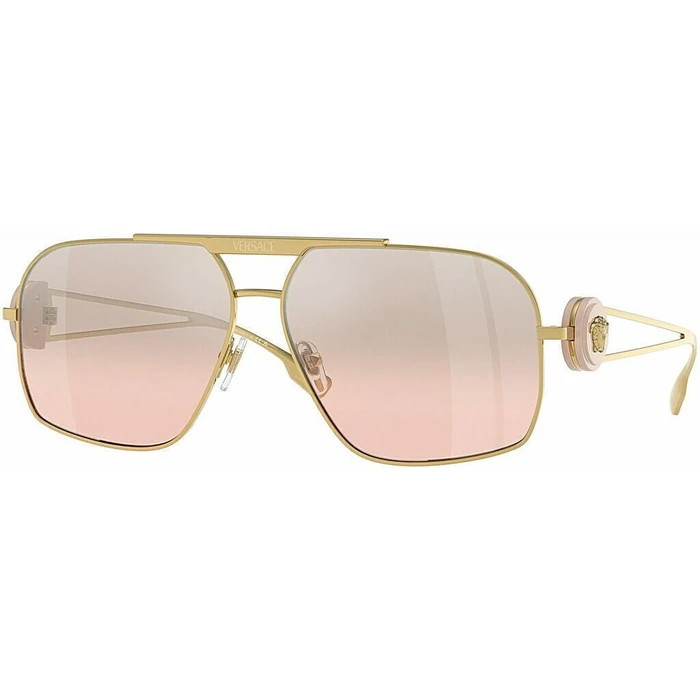 Versace Unisex Γυαλιά Ηλίου με Χρυσό Μεταλλικό Σκελετό και Ροζ Ντεγκραντέ Καθρέφτη Φακό VE2269 10027E
