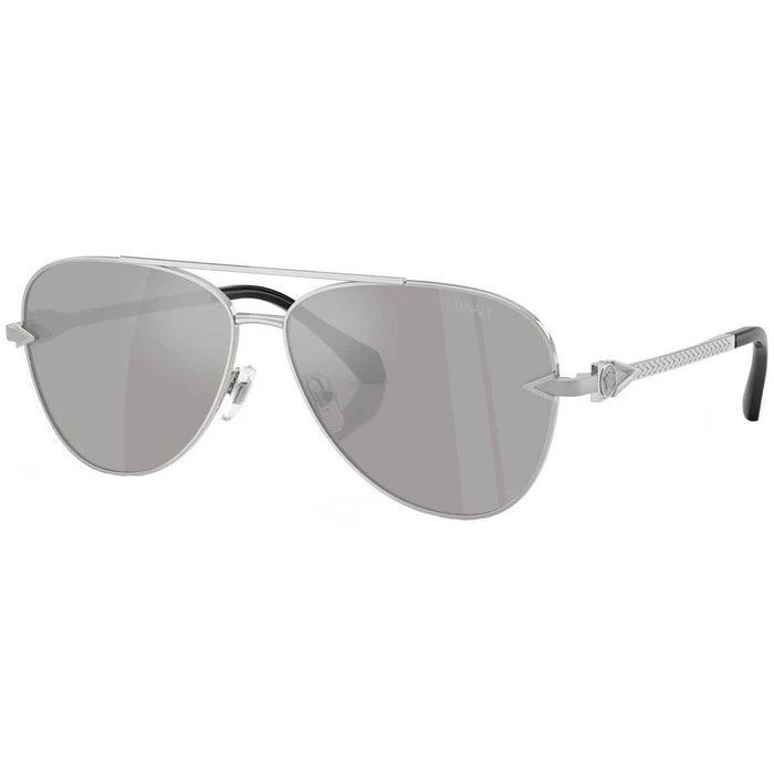 Versace Men's Sunglasses VE2283-10006G - Silver Metal Frame, Grey Lenses, Size 61/13/140