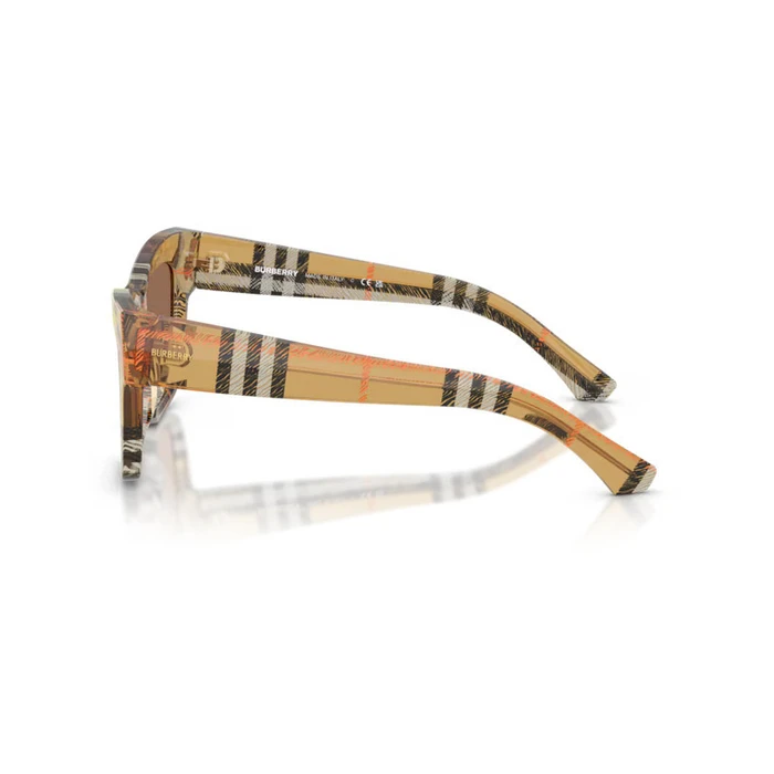 Γυναικεία Γυαλιά Ηλίου Burberry BE4449-414673 - Πολύχρωμος Κοκκάλινος Σκελετός, Καφέ Φακοί, Μέγεθος 53/19/140