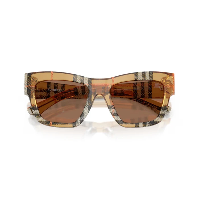 Γυναικεία Γυαλιά Ηλίου Burberry BE4449-414673 - Πολύχρωμος Κοκκάλινος Σκελετός, Καφέ Φακοί, Μέγεθος 53/19/140