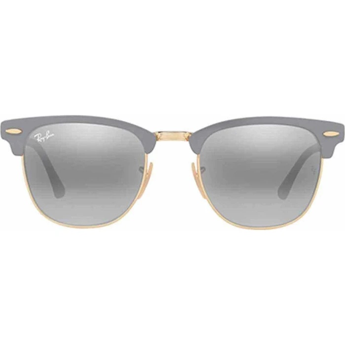 Ray Ban Clubmaster Metal Unisex Sunglasses RB3716 9158/AH - Grey Metal Frame, Silver Mirror Lens