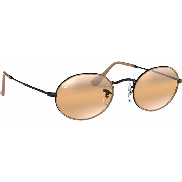 Ray Ban Oval Metal Unisex Γυαλιά Ηλίου Μαύρο Μεταλλικό Σκελετό Καφέ Ντεγκραντέ Καθρέφτης RB3547 9153/AG