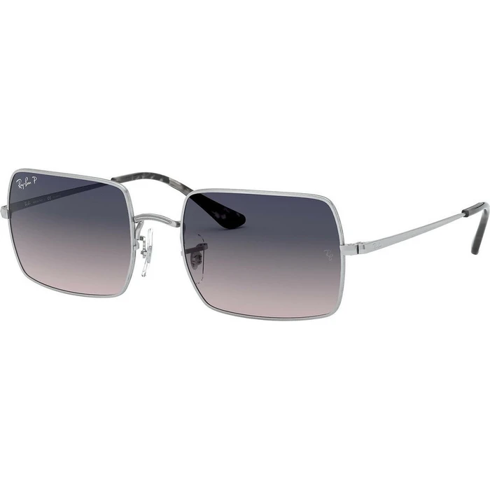 Ray Ban Rectangle Unisex Sunglasses RB1969 (RB1969-914978) - Silver Metal Frame, Purple Lenses, 54/19/145