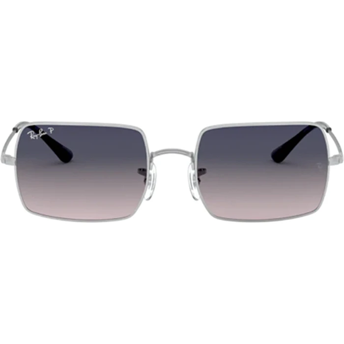Ray Ban Rectangle Unisex Sunglasses RB1969 (RB1969-914978) - Silver Metal Frame, Purple Lenses, 54/19/145