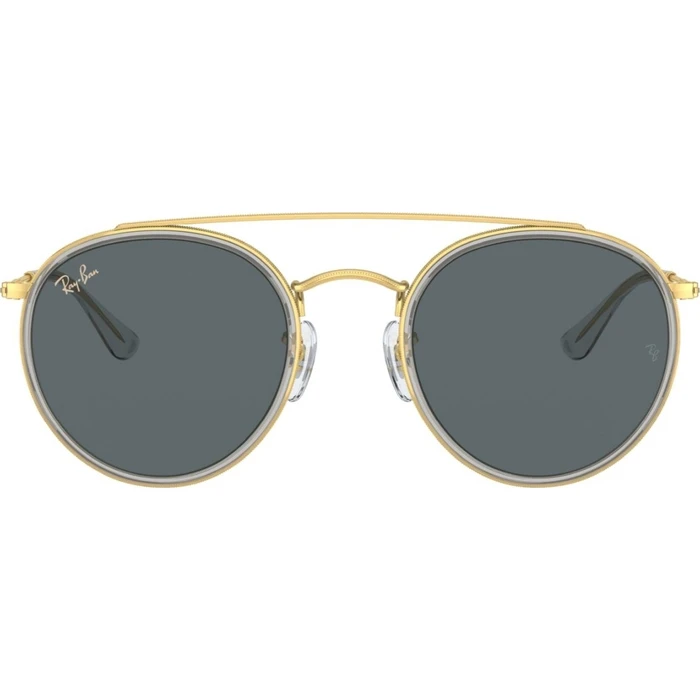 Ray Ban Round Double Bridge Unisex Γυαλιά Ηλίου Χρυσό Μεταλλικό Σκελετό Μπλε Φακοί RB3647N 9210R5 (51/22/145)