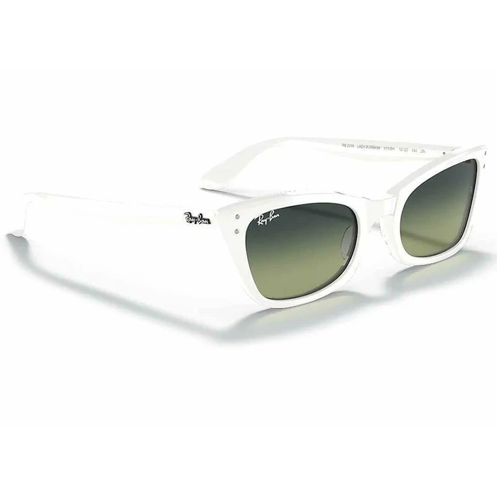 Ray Ban Lady Burbank Γυναικεία Γυαλιά Ηλίου RB2299 975/BH - Λευκό κοκκάλινο σκελετό, Πράσινοι ντεγκραντέ φακοί, Cat Eye (52/21/145)