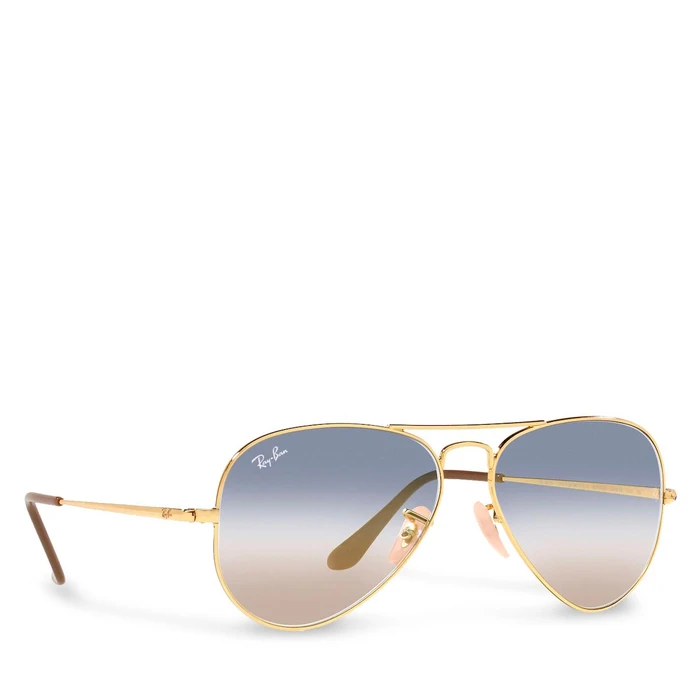 Ray Ban Aviator Metal II Unisex Γυαλιά Ηλίου με Χρυσό Μεταλλικό Σκελετό και Μπλε Ντεγκραντέ Φακό RB3689 001/GD (55/14/140)