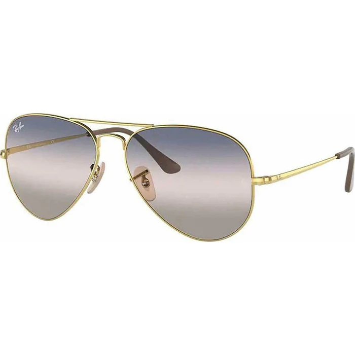 Ray Ban Aviator Metal II Unisex Sunglasses Gold Metal Frame with Blue Gradient Lenses RB3689 001/GE, 58mm