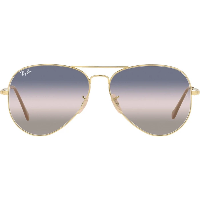 Ray Ban Aviator Metal II Unisex Sunglasses Gold Metal Frame with Blue Gradient Lenses RB3689 001/GE, 58mm