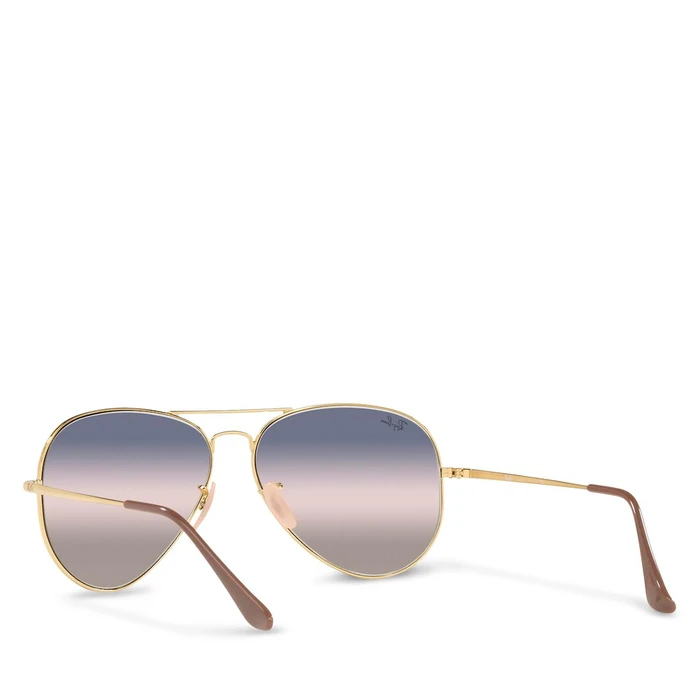 Ray Ban Aviator Metal II Unisex Sunglasses Gold Metal Frame with Blue Gradient Lenses RB3689 001/GE, 58mm