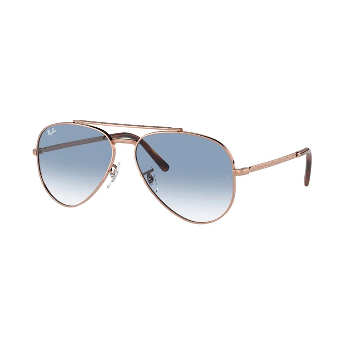 Ray Ban Aviator Unisex Γυαλιά Ηλίου RB3625 9202/3F 62mm Ροζ Χρυσό Μεταλλικό Σκελετό με Γαλάζιο Ντεγκραντέ Φακό