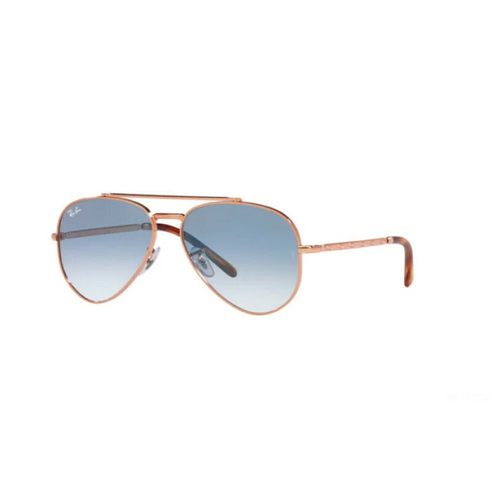 Ray Ban Aviator Unisex Γυαλιά Ηλίου RB3625 9202/3F 62mm Ροζ Χρυσό Μεταλλικό Σκελετό με Γαλάζιο Ντεγκραντέ Φακό