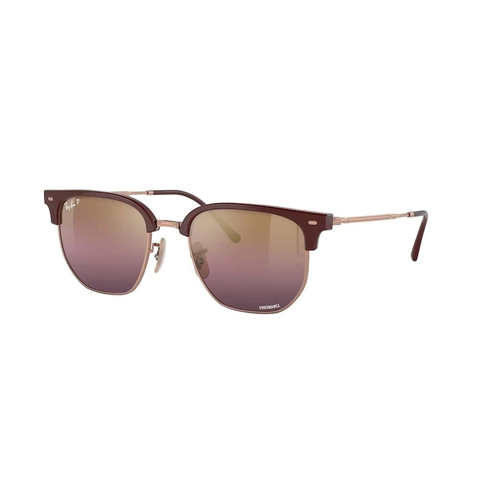 Ray Ban New Clubmaster Unisex Sunglasses RB4416 6654G9 – Burgundy frame, Red/Pink Polarized lenses, Size 53/20/145